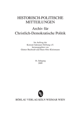 HISTORISCH-POLITISCHE MITTEILUNGEN Archiv Für Christlich-Demokratische Politik