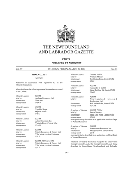 The Newfoundland and Labrador Gazette