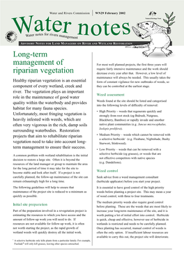 Long-Term Management of Riparian Vegetation