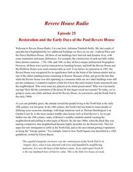 Restoration & Early Days of the Paul Revere