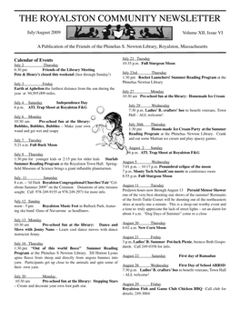 July/August 2009 Volume XII, Issue VI