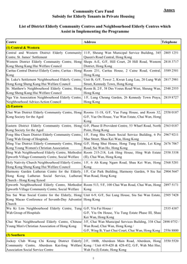 Community Care Fund Subsidy for Elderly Tenants in Private Housing