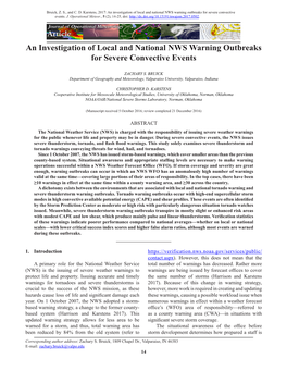 An Investigation of Local and National NWS Warning Outbreaks for Severe Convective Events