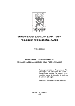 Universidade Federal Da Bahia – Ufba Faculdade De Educação – Faced