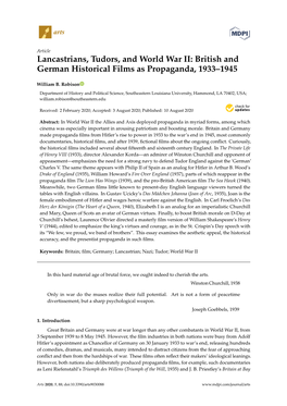 Lancastrians, Tudors, and World War II: British and German Historical Films As Propaganda, 1933–1945