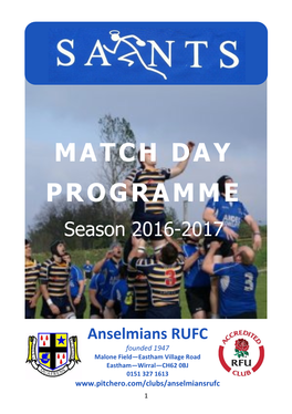 MATCH DAY Anselmians RUFC