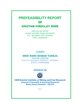 Prefeasibility Report of Ghutam Fireclay Mine