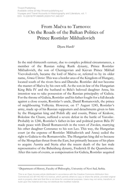 On the Roads of the Balkan Politics of Prince Rostislav Mikhailovich