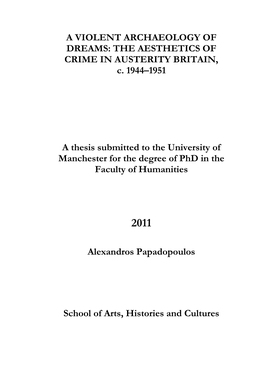 THE AESTHETICS of CRIME in AUSTERITY BRITAIN, C