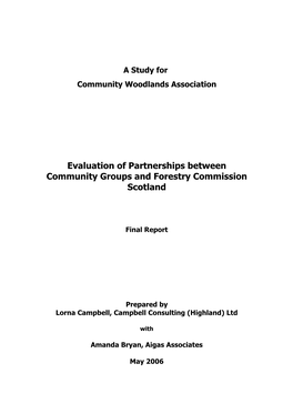 Evaluation of Partnerships Between Community Groups and Forestry Commission Scotland