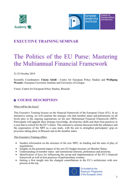 The Politics of the EU Purse: Mastering the Multiannual Financial Framework