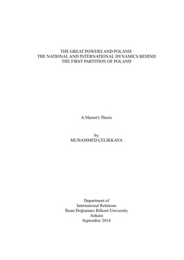 The Great Powers and Poland: the National and International Dynamics Behind the First Partition of Poland