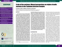 A Tale of Five Enclaves: Mineral Perspectives on Origins of Mafic Enclaves in the Tuolumne Intrusive Complex GEOSPHERE, V