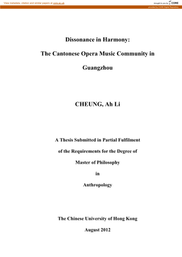 The Cantonese Opera Music Community in Guangzhou