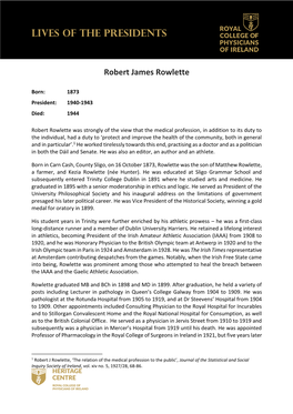 Robert J Rowlette, ‘The Relation of the Medical Profession to the Public’, Journal of the Statistical and Social Inquiry Society of Ireland, Vol