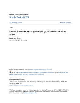 Electronic Data Processing in Washington's Schools: a Status Study