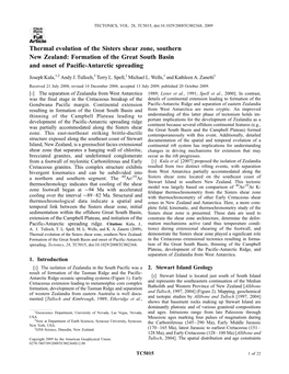 Thermal Evolution of the Sisters Shear Zone, Southern New Zealand: Formation of the Great South Basin and Onset of Pacific-Antarctic Spreading