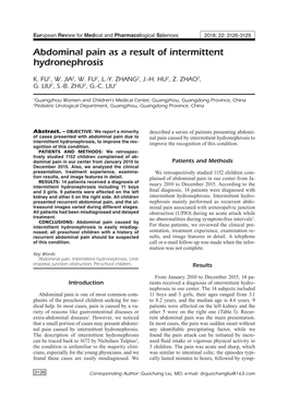 Abdominal Pain As a Result of Intermittent Hydronephrosis