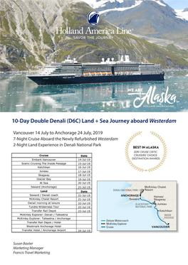 10-Day Double Denali (D6C) Land + Sea Journey Aboard Westerdam