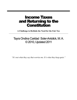 Taxes and Obeying the Constitution