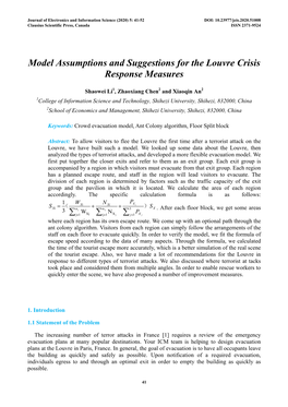 Model Assumptions and Suggestions for the Louvre Crisis Response Measures