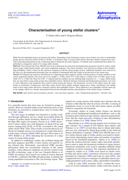 Characterisation of Young Stellar Clusters⋆