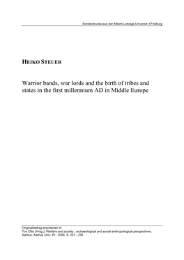 Warrior Bands, War Lords and the Birth of Tribes and States in the First Millennium AD in Middle Europe