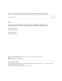 Systematic Floral Anatomy of Pontederiaceae Michael G