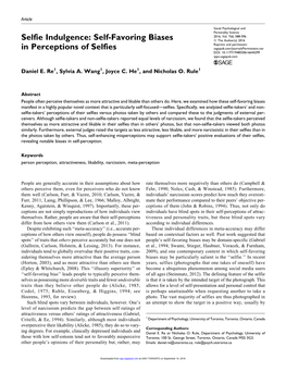 Self-Favoring Biases in Perceptions of Selfies