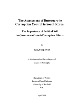 The Assessment of Bureaucratic Corruption Control in South Korea