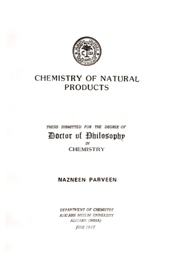 Chemistry of Natural Products