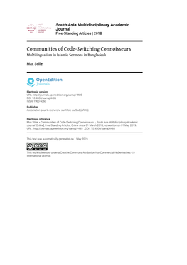 Communities of Code-Switching Connoisseurs Multilingualism in Islamic Sermons in Bangladesh