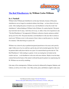 The Red Wheelbarrow, by William Carlos Williams