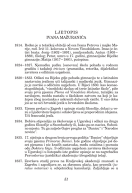 Ljetopisu I Izabranoj Bibliografiji Ivana Mažuranića