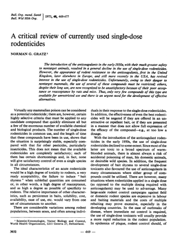 A Critical Review of Currently Used Single-Dose Rodenticides