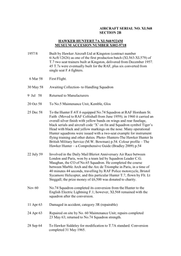Hawker Huntert.7A Xl568/9224M Museum Accesion Number X002-9718
