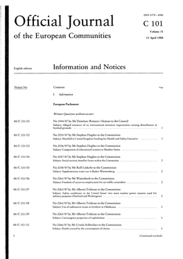 Official Journal C 101 Volume 31 of the European Communities 15 April 1988