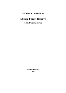 Mlinga Forest Reserve: a Biodiversity Survey. East Usambara Conservation Area Management Programme Technical Paper No