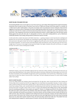 SHORT SELLING: the GAME STOP CASE the Gamestop/Reddit