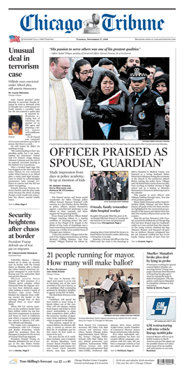 Officer Praised As Spouse, Colleague Funeral, from Page 1 Cheeks Before Kissing Her on the Forehead