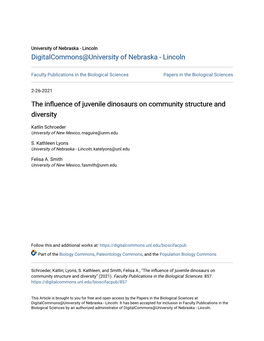 The Influence of Juvenile Dinosaurs on Community Structure and Diversity