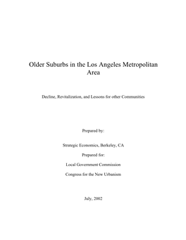 Older Suburbs in the Los Angeles Metropolitan Area