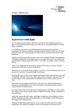 Experience Solid Light