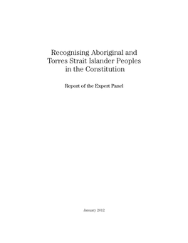 Recognising Aboriginal and Torres Strait Islander Peoples in the Constitution