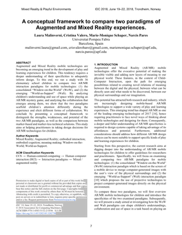 A Conceptual Framework to Compare Two Paradigms of Augmented and Mixed Reality Experiences