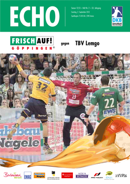 TBV Lemgo 2 Editorial Inhalt Die Spielzeit 2011/2012 Hat Der TBV Aktuelle Sport-Infos Mit Dem 7