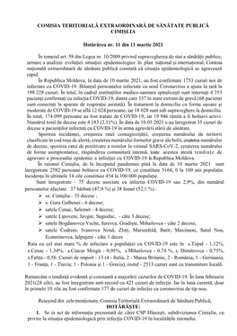 Comisia Teritorială Extraordinară De Sănătate Publică Cimișlia