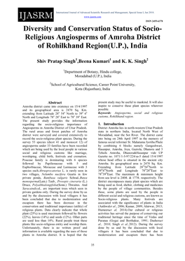 Religious Angiosperms of Amroha District of Rohilkhand Region(U.P.), India