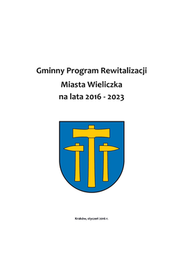 Gminny Program Rewitalizacji Miasta Wieliczka Na Lata 2016-2023