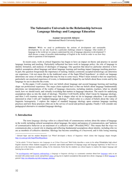 The Substantive Universals in the Relationship Between Language Ideology and Language Education